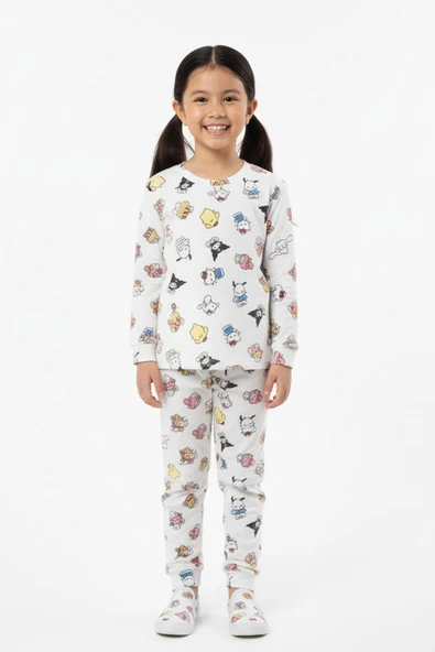 Kız Çocuk Sevimli Karakterli Mevsimlik Rahat Pijama Takımı ürün görseli 1
