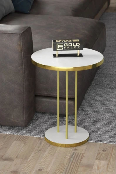 Zigon Sehpa Terra Gold Beyaz - Resim 3