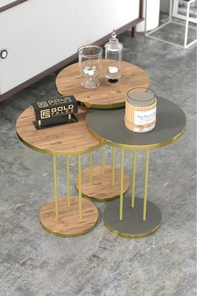 Zigon Sehpa Terra Gold Ceviz Antrasit TRR01 ürün görseli 1