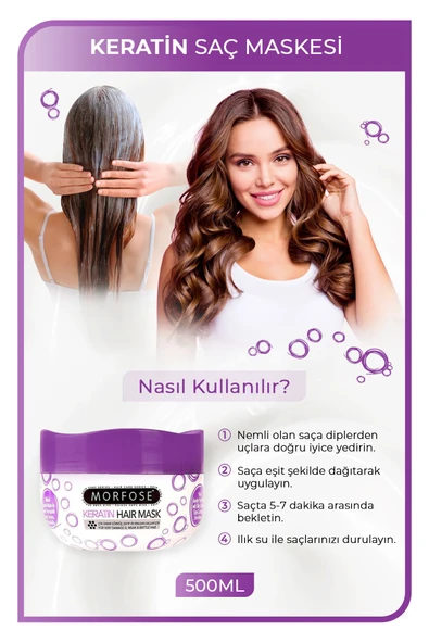 MORFOSE SAÇ MASKESİ 500ML KERATİN MOR - Resim 3