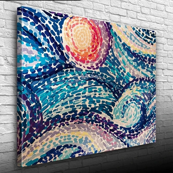 Soyut Çalışma, Mavi ve Kırmızı Tonlarda Kanvas Tablo 50 x 70 ürün görseli 1