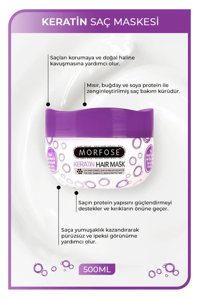 MORFOSE SAÇ MASKESİ 500ML KERATİN MOR - Resim 2