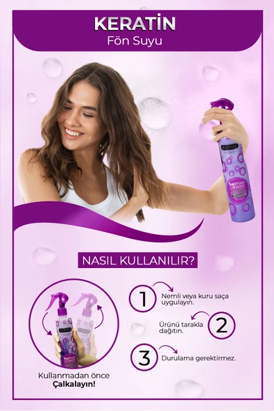 MORFOSE FÖN SUYU 400ML KERATİN MOR - Resim 3