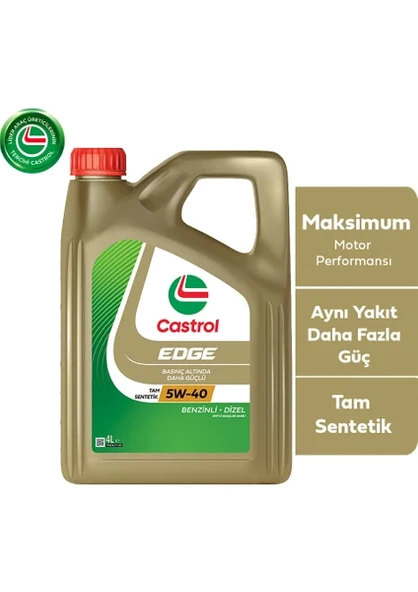 Castrol Edge 5W-40 Tam Sentetik Motor Yağı 4 X 4 Litre (KOLİ) - Benzin Dizel (DPF Dahil) ürün görseli 1
