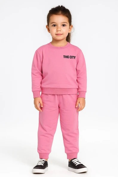 The CITY Baskılı Pamuk 2 İplik Mevsimlik Unisex Çocuk Takım ürün görseli 1