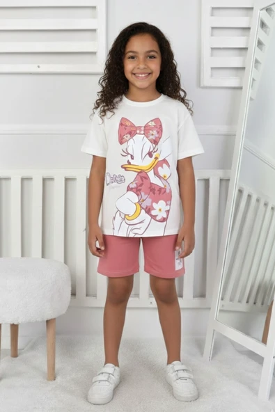 Daisy Baskı Kız Çocuk Şortlu Takım - Resim 5