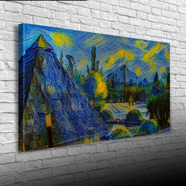 Mavi Tonlarda Doğa Manzarası Kanvas Tablo 60 x 120 ürün görseli 1