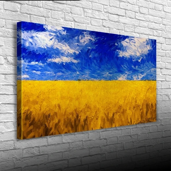 Buğday Tarlası ve Mavi Gökyüzü Kanvas Tablo 60 x 120 ürün görseli 1