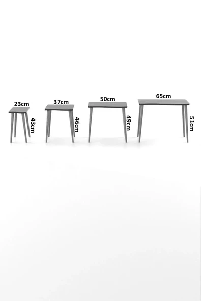 Zigon Sehpa Ahşap 4'lü Bendir KR - Resim 5