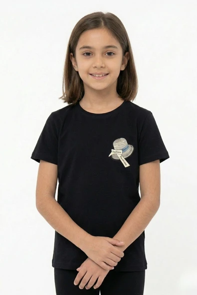 Şapka Baskılı Kız Çocuk Tişört - Resim 3