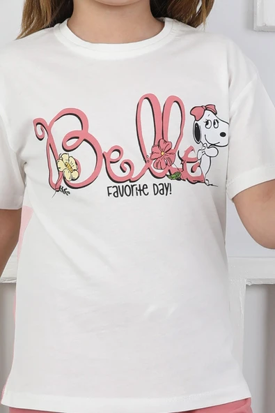 Belle Baskı Kız Çocuk Şortlu Takım - Resim 5