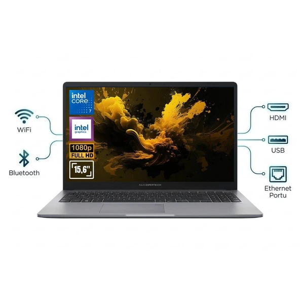 ASUS Expertbook P1 P1503CVA-C716512G0D ATL8 CORE 7 240H 24GB Ram 512GB SSD 15.6'' FHD FDos Notebook ürün görseli 1