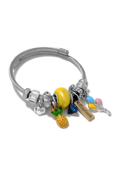 Kuşkaya Ticaret Ananas Charm Bileklik Çelik Silver | 14 Şubat Sevgililer Günü Hediyesi | Kadın Gümüş Tek Ebat ürün görseli 1