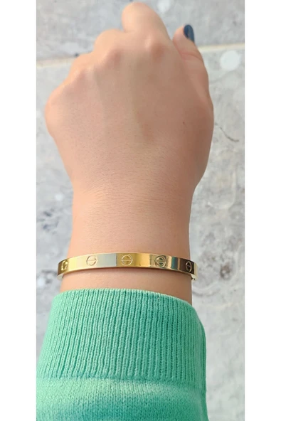 Kuşkaya Ticaret Bileklik Taşsız | | 316l Çelik - Kararmaz | Hediye Paketi Altın 18 cm ürün görseli 1