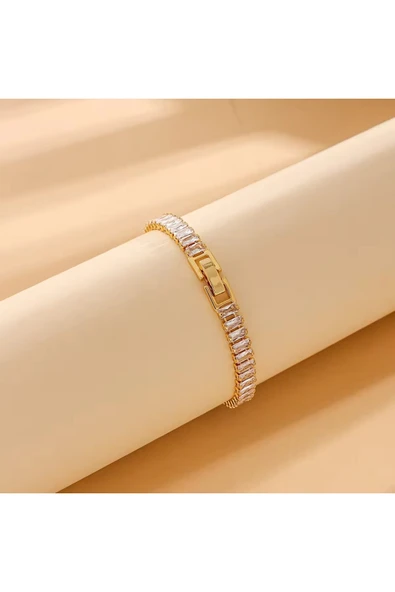 Kuşkaya Ticaret Su Yolu Bileklik Taşlı Yüksek Kalite Zarif | Gold | 14 Şubat Sevgililer Günü Hediyesi | Kadın Altın 18 cm ürün görseli 1