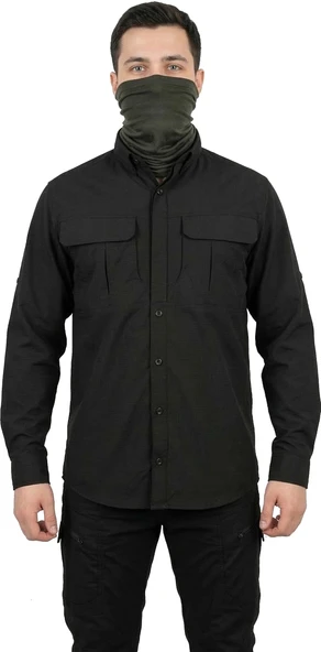 TREKKİNG GÖMLEK SİYAH OUTDOOR TACTİCAL KORUMA GÖMLEĞİ LİKRALI ürün görseli 1