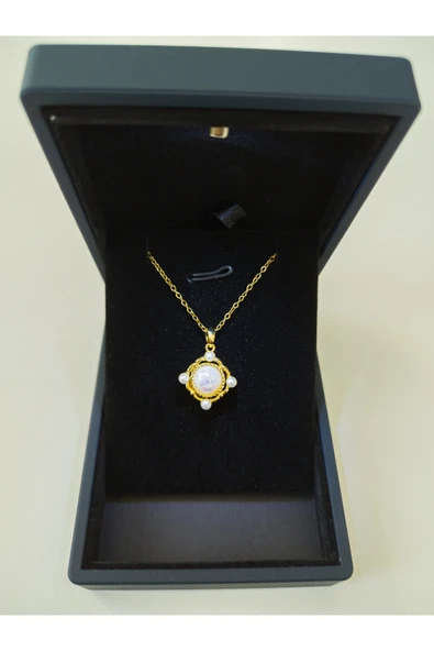 Kuşkaya Ticaret Işıklı Premium Kutuda | Opal Taşlı Hologram Uzay Kolye | 14 Şubat Sevgililer Günü Hediyesi Işıklı Premium Kutuda - Altın 40-45 ürün görseli 1