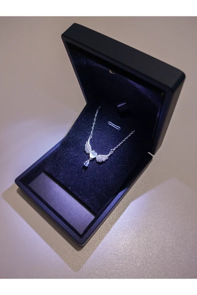 Kuşkaya Ticaret Işıklı Premium Kutuda | Melek Kanatlı Kalp Kolye | 14 Şubat Sevgililer Günü Hediyesi | Kadın Çok Renkli 40-45 ürün görseli 1