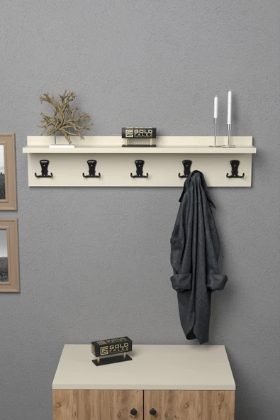 Askılık Duvar Elbise Askılığı Portmanto 80 Cm Krem Düz ürün görseli 1