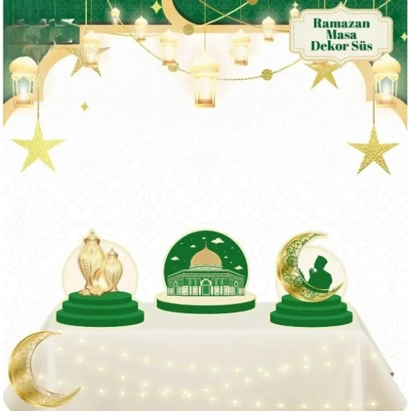 Masa Üstü 3'lü Ramazan Süsü Yeşil ürün görseli 1