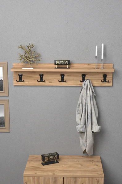 Askılık Duvar Elbise Askılığı Portmanto 80 Cm Ceviz Düz ürün görseli 1