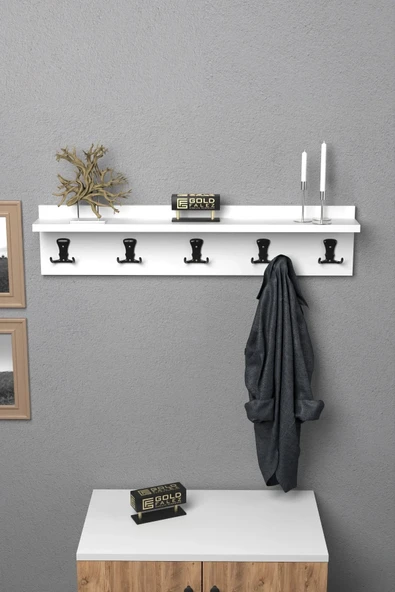 Askılık Duvar Elbise Askılığı Portmanto 80 Cm Beyaz Düz ürün görseli 1
