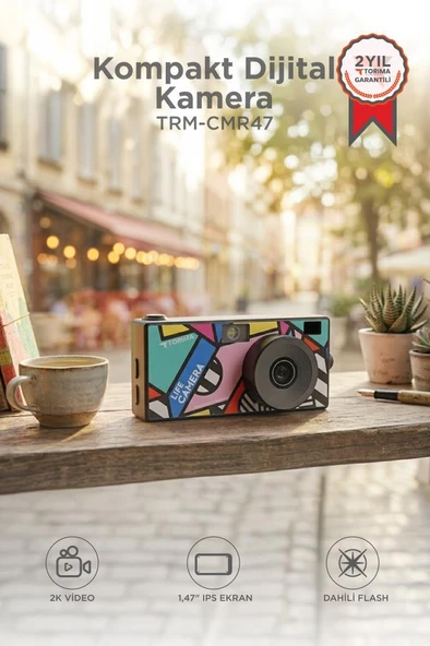 Life Dijital Kamera Selfie Video Vlog Kamerası Mini Fotoğraf Makinesi CMR47 Siyah ürün görseli 1