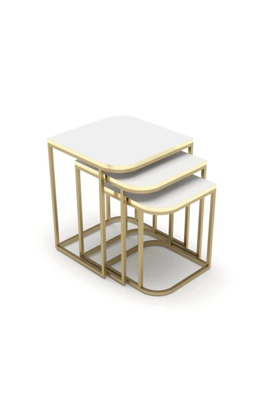 Zigon Sehpa Damla Gold Beyaz - Resim 4
