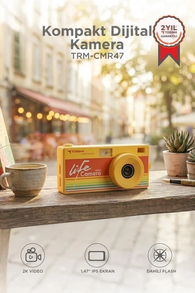 Life Dijital Kamera Selfie Video Vlog Kamerası Mini Fotoğraf Makinesi CMR47 Sarı ürün görseli 1