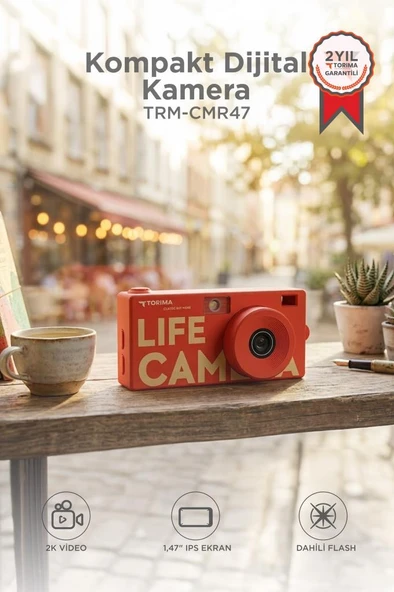 Life Dijital Kamera Selfie Video Vlog Kamerası Mini Fotoğraf Makinesi CMR47 Kırmızı ürün görseli 1
