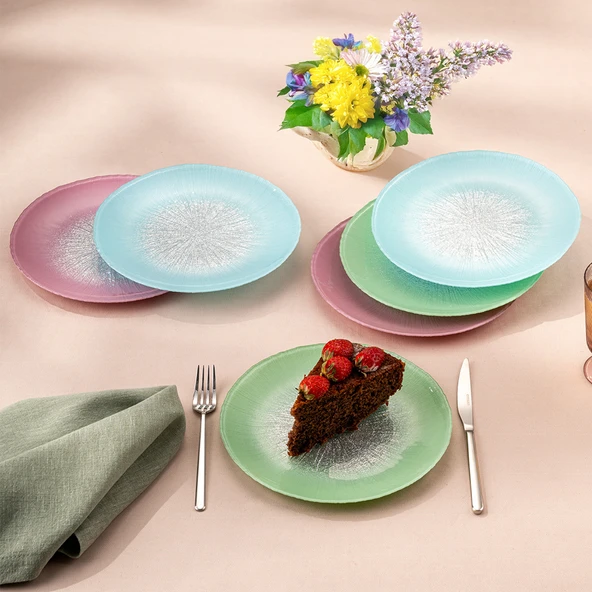 Emsan Pastel 6 Kişilik Cam Pasta Seti 21 cm ürün görseli 1