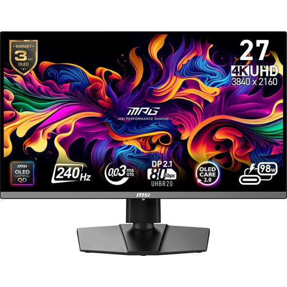 MSI 26.5" MPG 272URX UHD CURVE QD-OLED 240 HZ 0.03MS G-SYNC COMPATIBLE GAMING MONITOR ürün görseli 1