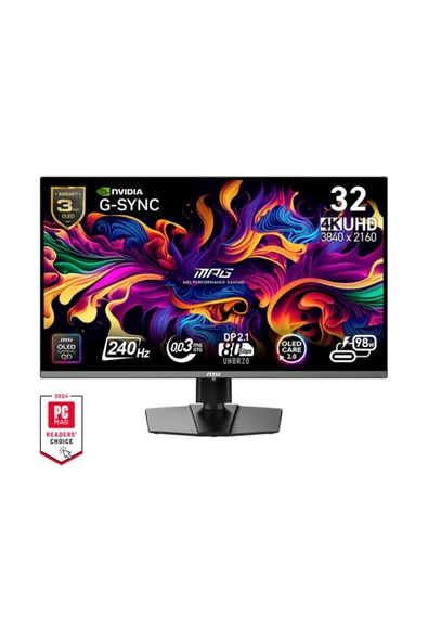MSI 31.5" MPG 322URX QD-OLED UHD  FLAT 240HZ 0.03MS G-SYNC COMPATIBLE GAMING MONITOR ürün görseli 1