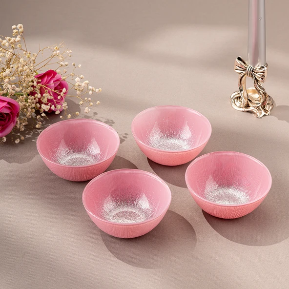 Emsan Pastel 4 Parça Cam Kase 10 cm Pembe ürün görseli 1