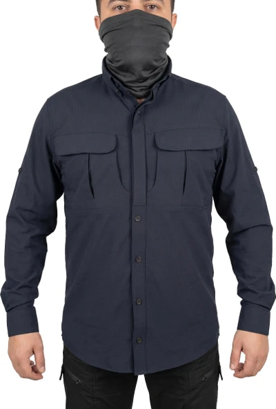TREKKİNG GÖMLEK LACİVERT OUTDOOR TACTİCAL KORUMA GÖMLEĞİ LİKRALI ürün görseli 1