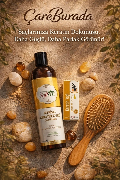 ÇareBurada Keratin Özlü Şampuan 400 ml + Keratin Yağı 20 ml ürün görseli 1