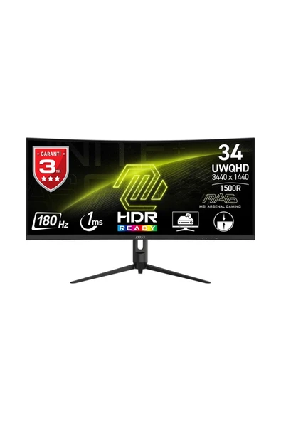 Msi 34" MAG 342CQR E2 180Hz 1Ms  FreeSync Premium UWQHD VA Curved Gaming Monitör ürün görseli 1