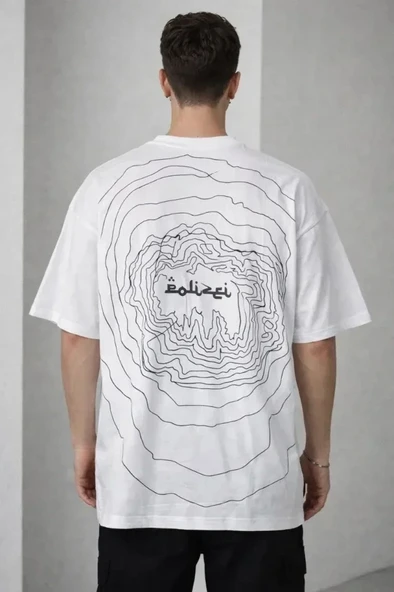 Erkek Bisiklet Yaka Baskılı Kısa Kollu Tişört Streetwear Günlük Basic Pamuklu T-shirt - Beyaz ürün görseli 1
