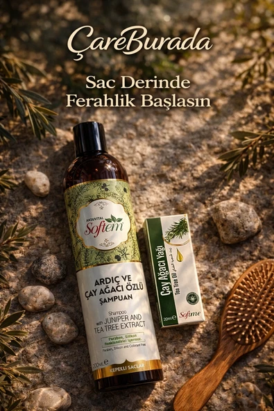 ÇareBurada Ardıç ve Çay Ağacı Özlü Şampuan 400 ml + Çay Ağacı Yağı 20 ml ürün görseli 1