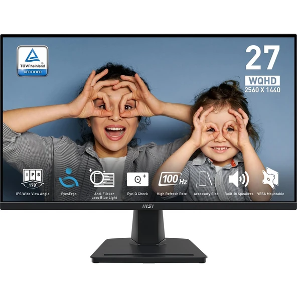 MSI 27" PRO MP275Q 2560x1440 (WQHD) 16:9 FLAT IPS 100HZ 1MS ADAPTIVE-SYNC MONITOR ürün görseli 1