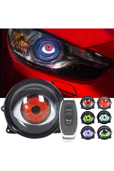 Şeytan Gözü (12V-36V) Led Far Motosiklet Uyumlu KUMANDALI 6 Modlu Renkli Mercekli Led 1 ÇİFT ürün görseli 1