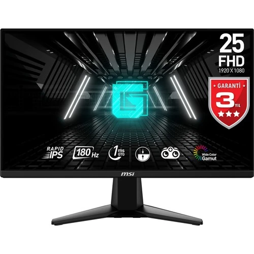 MSI 24.5 G255F FHD FLAT RAPID IPS 180HZ 1MS FREESYNC Gaming Monitör ürün görseli 1