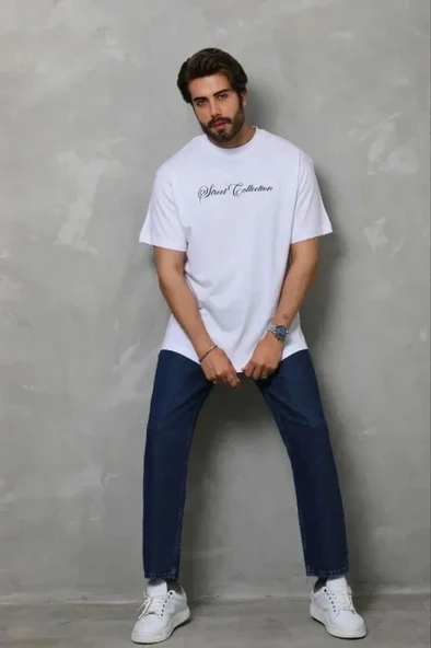 Erkek Baskılı T-Shirt Kısa Kol Bisiklet Yaka Regular Fit Rahat Kalıp Günlük Tişört - Beyaz ürün görseli 1