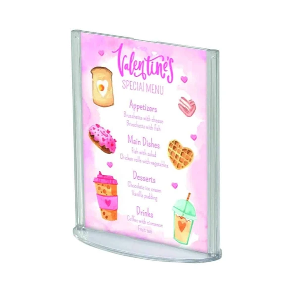 A5 Oval Tabanlı Masaüstü Şeffaf Föylük Broşürlük Fiyatlık 10lu Paket ürün görseli 1