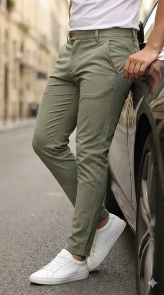 Erkek Slim Fit Dilli Kumaş Pantolon - Resim 3