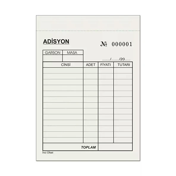 ŞeyliŞeyler - Adisyon Fişi Tek Nüsha A6 100'lü 36 Paket ürün görseli 1