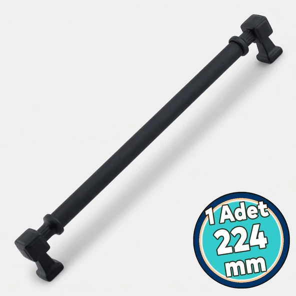 Metal Kulp Mobilya Çekmece Mutfak Dolabı Dolap Kulpları Kulb 22.4 cm 224 mm Düz SİYAH ürün görseli 1