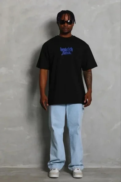 Erkek Baskılı T-Shirt Kısa Kol Bisiklet Yaka Regular Fit Rahat Kalıp Günlük Tişört - Siyah ürün görseli 1