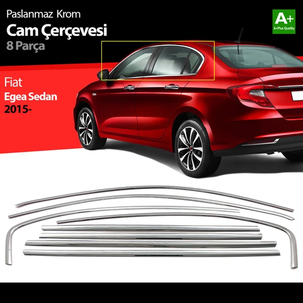 Fiat Egea SD / HB Krom Cam Çerçevesi 8 Prç. 2015 2016 2017 2018 2019 ürün görseli 1