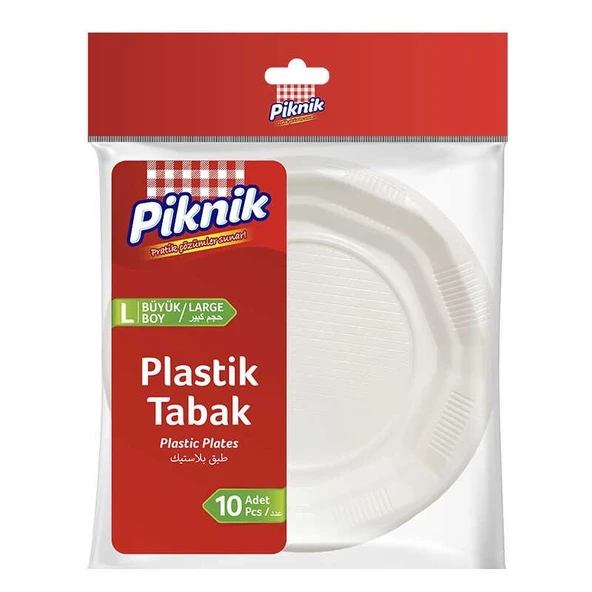 PİKNİK KULLAN-AT PLASTİK TABAK 19 CM  10'LU BÜYÜK BEY. ürün görseli 1